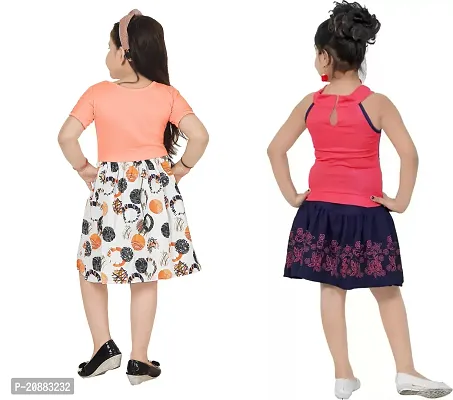 Stylish Multicoloured Crepe Frocks For Kids Girls, Pack Of 2-thumb3