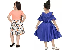 Stylish Multicoloured Crepe Frocks For Kids Girls, Pack Of 2-thumb2