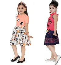 Stylish Multicoloured Crepe Frocks For Kids Girls, Pack Of 2-thumb1