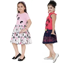 Stylish Multicoloured Crepe Frocks For Kids Girls, Pack Of 2-thumb1