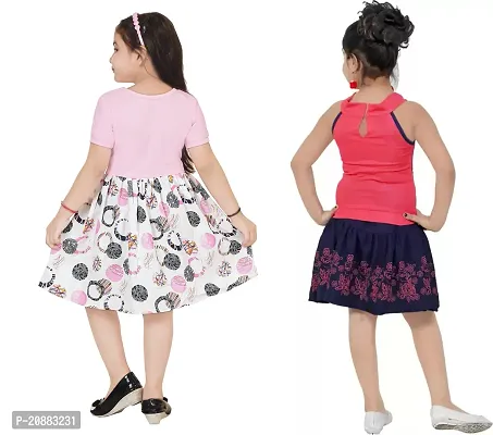 Stylish Multicoloured Crepe Frocks For Kids Girls, Pack Of 2-thumb3