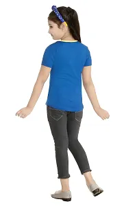 Stylish Demin Jeans With Hosiery Printed Royal Blue T-Shirt For Girls-thumb2