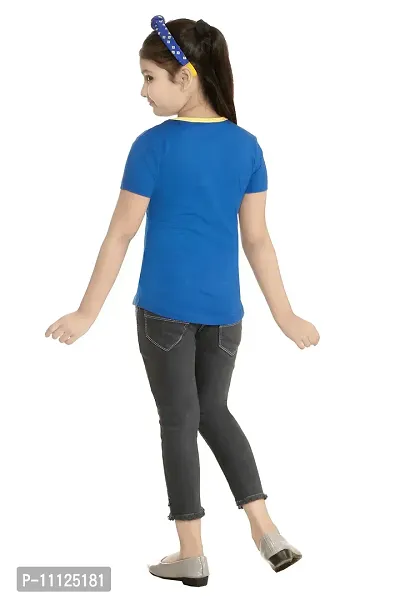 Stylish Demin Jeans With Hosiery Printed Royal Blue T-Shirt For Girls-thumb3