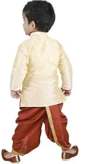 PEACEWAVE Boy's Art Silk Ethnic Ware Designer Sherwani Style Dhoti Kurta Set for Party | Festival-thumb2