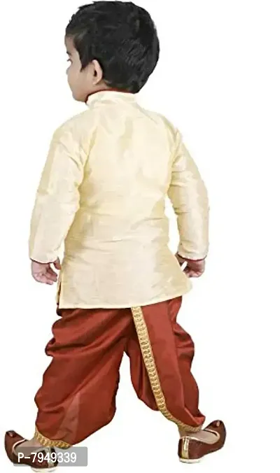 PEACEWAVE Boy's Art Silk Ethnic Ware Designer Sherwani Style Dhoti Kurta Set for Party | Festival-thumb3