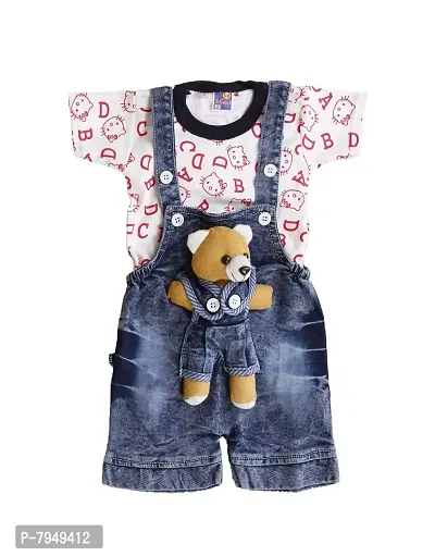 PEACEWAVE Baby Boys  Baby Girls Party(Festive) T-Shirt Dungareenbsp;nbsp;(Multicolor)