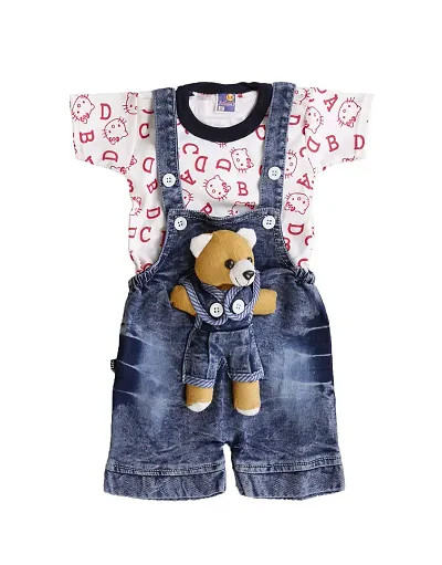 STYLO KIDS Baby Boys Baby Girls Party(Festive) T-Shirt Dungaree??(Multicolor)