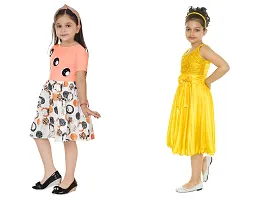 Stylish Multicoloured Crepe Frocks For Kids Girls, Pack Of 2-thumb1