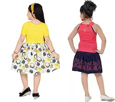 Stylish Multicoloured Crepe Frocks For Kids Girls, Pack Of 2-thumb2