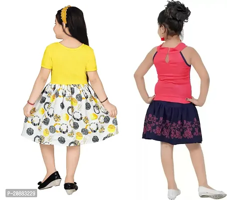 Stylish Multicoloured Crepe Frocks For Kids Girls, Pack Of 2-thumb3