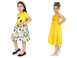 Stylish Multicoloured Crepe Frocks For Kids Girls, Pack Of 2-thumb1