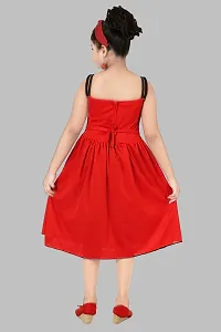 Elegant Red Crepe Solid Frocks For Girls-thumb1