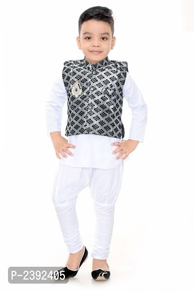 Boys Festive  Party Kurta, Waistcoat and Pyjama Set-thumb0