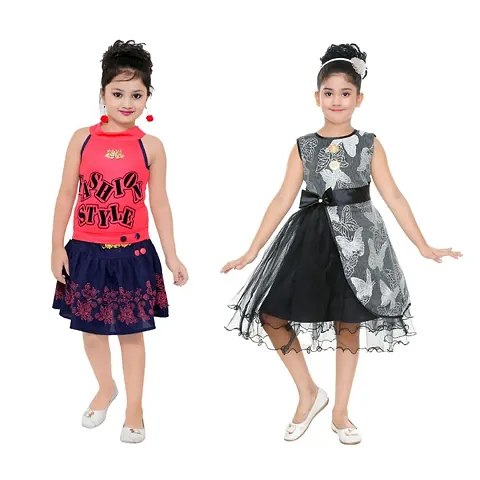 Stylish Blend Dress For Girls Pack Of 2