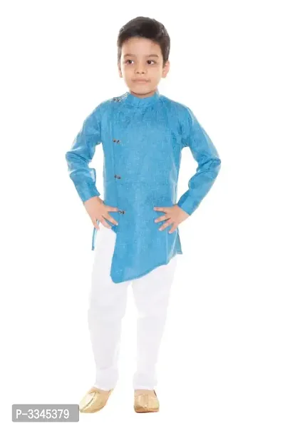 Boys Festive  Party Kurta and Pyjama Set  (Blue)-thumb0