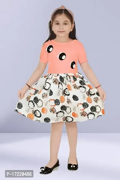 Stylish Fancy Designer Cotton Blend A-Line Dress For Girls-thumb0