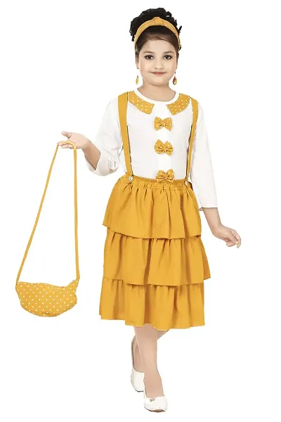 STYLOKIDS Crepe Girls Top With Skirt ( Pack of 1 )