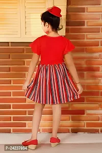 Trendy Red Cotton Blend Self Design Partywear Dress For Girls-thumb2