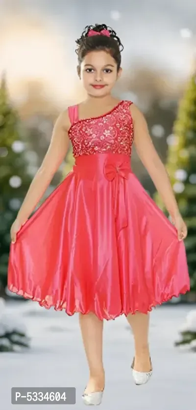 Pink Silk Blend Dress for Girls-thumb0