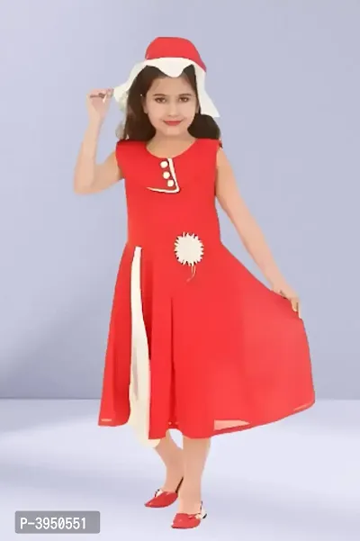 Girls Party wear frock with a set of cap-thumb0