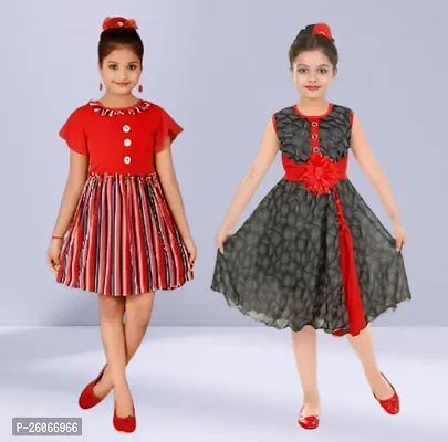 Girls Midi/Knee Length Party Dress (combo pack of 2)