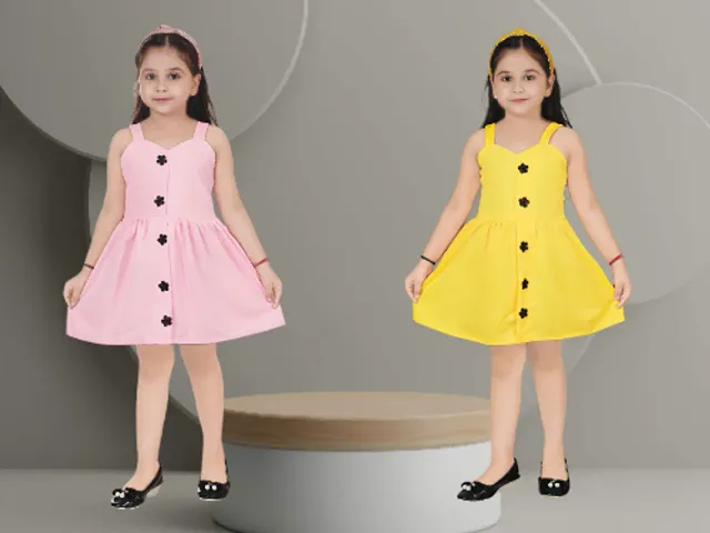 Fabulous Crepe Party Wear Frocks For Girls Pack Of 2