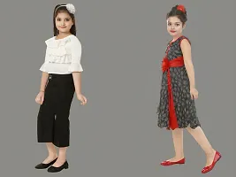 Girls Midi/Knee Length Party Dress (Pack Of 2)-thumb1