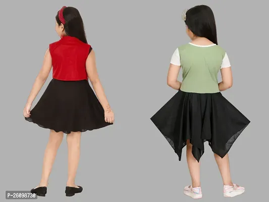 Girls Midi/Knee Length Party Dress (Pack Of 2)-thumb3