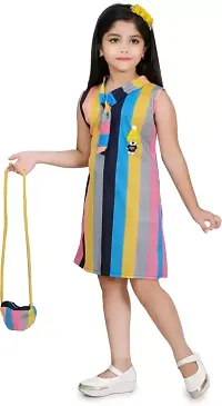 Stylish Multicoloured Crepe Striped Bodycon Dress For Girl-thumb1