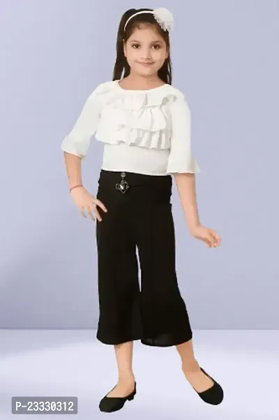 Girls Party(Festive) Top Pant  (white)