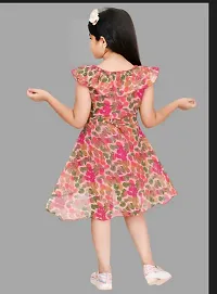 Pink Georgette Self Pattern A-Line Dress-thumb2