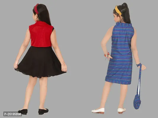 Girls Midi/Knee Length Party Dress (combo pack of 2)-thumb2
