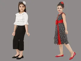 Girls Midi/Knee Length Party Dress (combo pack of 2)-thumb1
