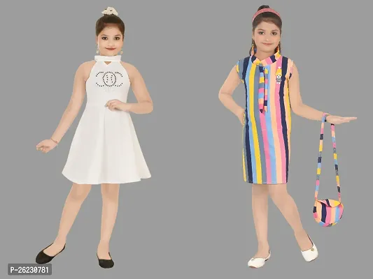 Girls Midi/Knee Length Party Dress (combo pack of 2)