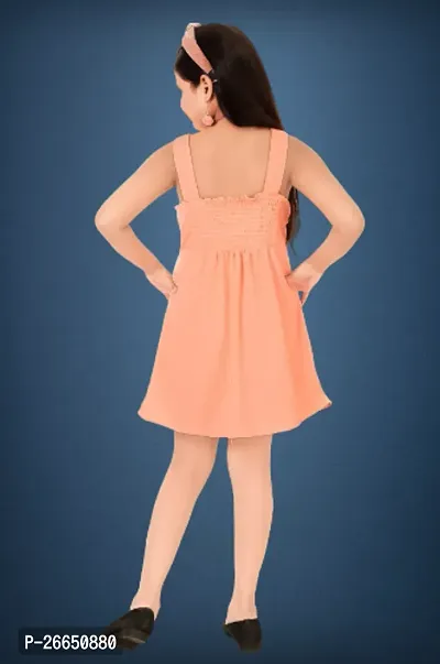 Girls Midi/Knee Length Party Dress  (Peach, Sleeveless)-thumb2