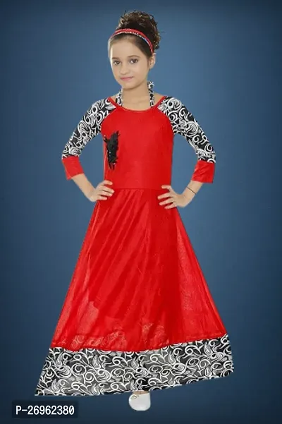 Classic Crepe Printed Dresses for Kids Girls-thumb0