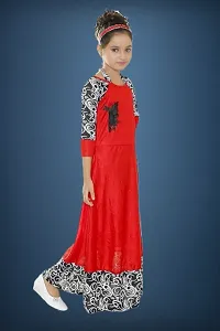 Classic Crepe Printed Dresses for Kids Girls-thumb1