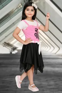 Fabulous Multicoloured Crepe Printed Top With Bottom Set For Girls-thumb2