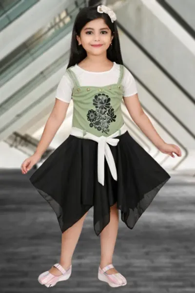 Fabulous Crepe Top With Bottom Set For Girls