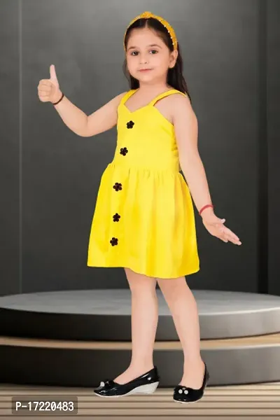 Stylish  Crepe Solid A-Line Dress For Girl-thumb2