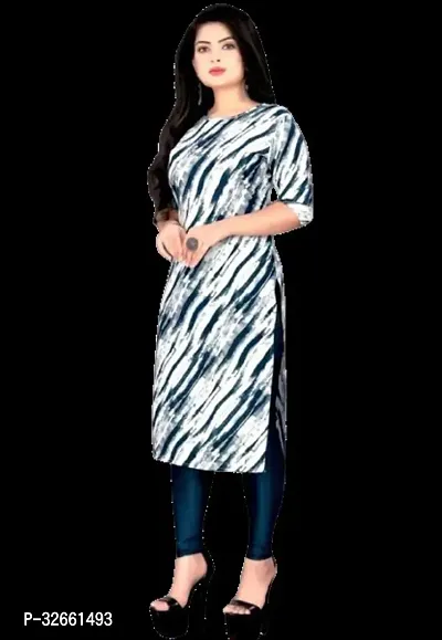 Elite Blue Crepe Dyed Straight Kurta For Women-thumb3