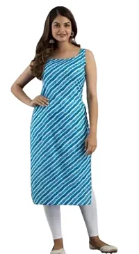 Elite Blue Crepe Leheriya Straight Kurta For Women-thumb3