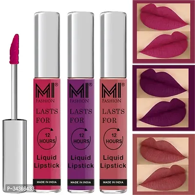 Mi Fashion Lipsticks Combo Liquid Matte Lipsticks Pink Colour Violet Matte Lipsticks Nude Lipstick Matte Set Of 3 Pcs