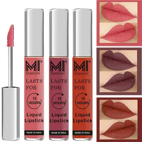 Mi Fashion Liquid Matte Lipsticks Peach Matte Lipsticks Chocolate Lipstick Brick Red Matte Lipsticks Set Of 3 Pcs