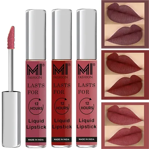 Mi Fashion Lipstick Combo Liquid Matte Chocolate Lipstick Red Brown Lipstick Nude Matte Lipstick Set Of 3 Pcs