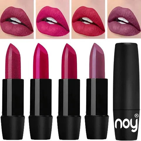 Noy Long Stay Creamy Matte Lipsticks Combo Set Of 4 Metallic Magenta Magenta Passion Pink Wine