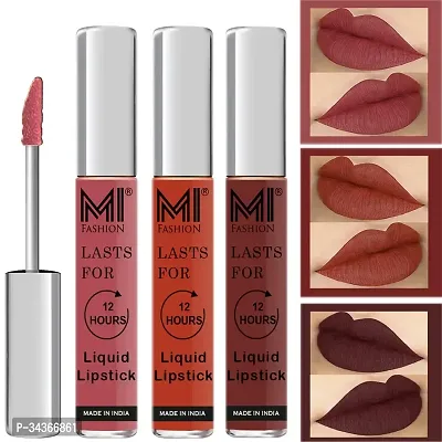 Mi Fashion Liquid Lipsticks Matte Nude Matte Lipstick Brick Red Lipsticks Coffee Lipstick Shades Set Of 3 Pcs