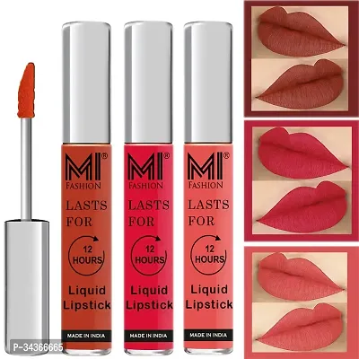 Mi Fashion Liquid Lipsticks Combo Set Matte Brick Red Lipsticks Pink Matte Lipstick Peach Lipsticks For Women Set Of 3 Pcs