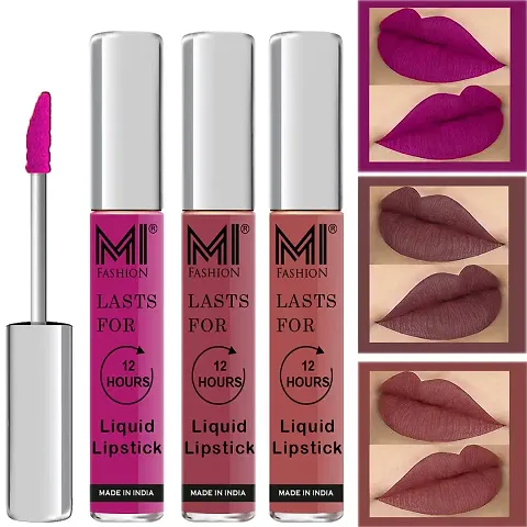 MI Fashion Liquid Lipstick Matte Lipsticks For Women, Set Of 3 Pcs