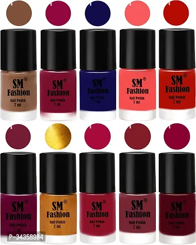 Glossy Nai Polish Non Toxic Ultra Lasting Super Glow Nail paint Pack Of 10